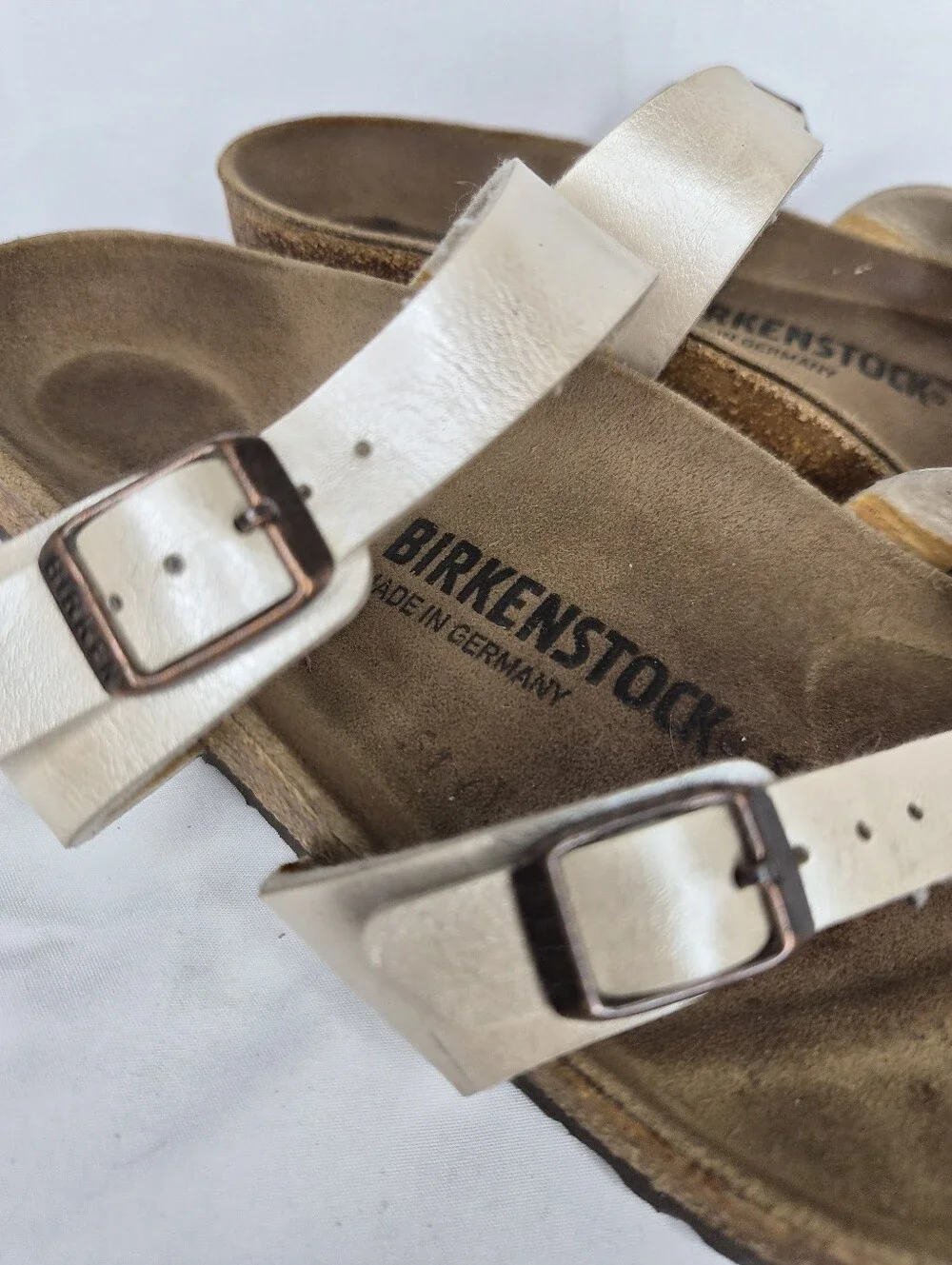 Birkenstock Mayari Pearlescent Cream Gold Sandals Size 39 US 8-8.5